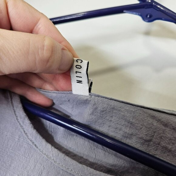 Slowcolin Women's Tunic Cotton/Polyester‎ Light Bluish Gray Long Sleeve Button L - Picture 5 of 10